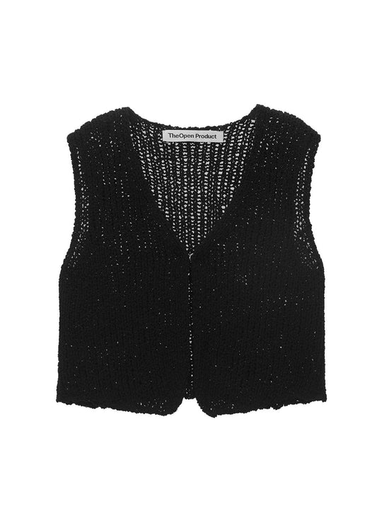 Damen luftiges Strickoberteil mit V-Ausschnitt und offener Front EB