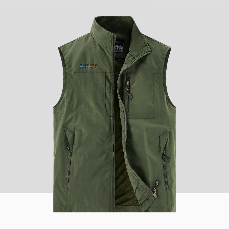 Herren Leichte Atmungsaktive Outdoor-Softshellweste mit Mesh-Innenfutter und Mehrfach-Reißverschlusstaschen EB