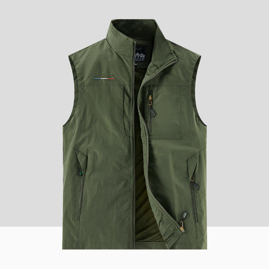 Herren Leichte Atmungsaktive Outdoor-Softshellweste mit Mesh-Innenfutter und Mehrfach-Reißverschlusstaschen EB