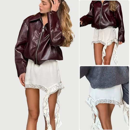 Damen Chiffon Shorts mit eleganter Spitzenkante und schwingendem Design EB