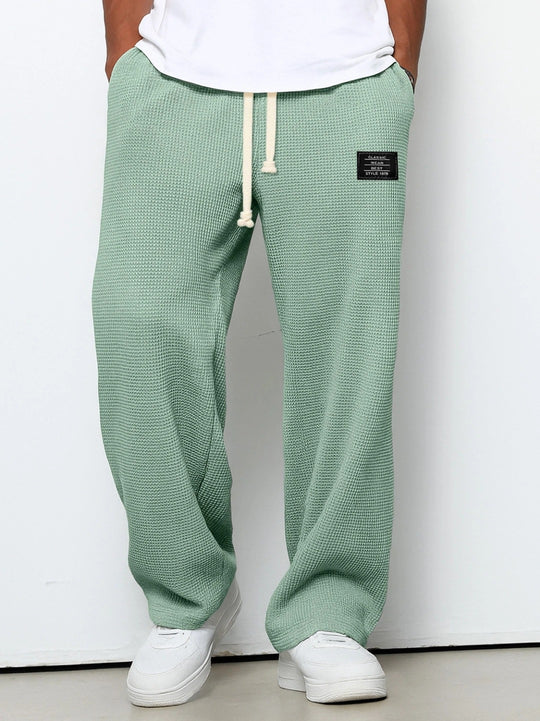 Herren nan lässige Waffelstrick Loungehose mit Kordelzug und geradem Schnitt EB