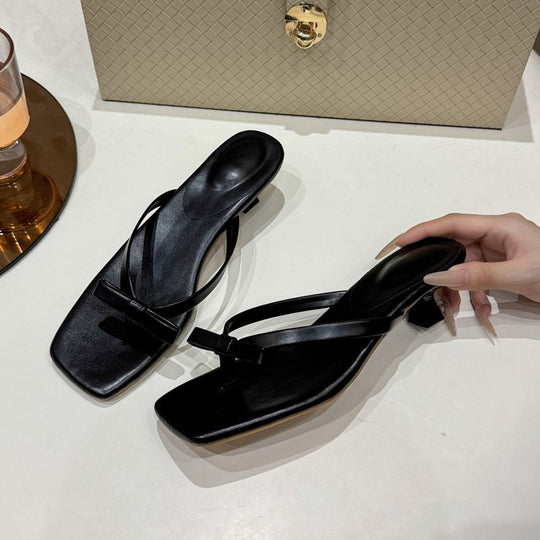 Damen elegante Zehentrenner mit modischem Schleifenakzent EB