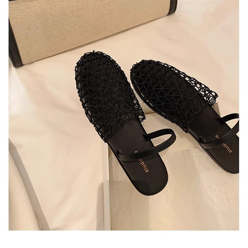 Damen offene Mules mit netzartigem Design und komfortablem Fußbett EB