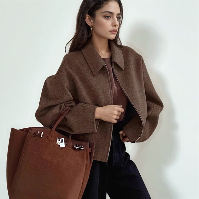 Damen Trendige cropped Jacke aus Wollmix EB