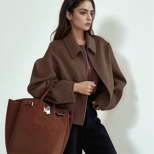 Damen Trendige cropped Jacke aus Wollmix EB