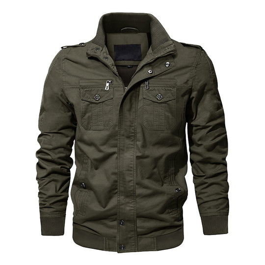 Herren nan Canvas-Utility-Blouson mit hochgeschlossenem Stehkragen, Pattentaschen und elastischem Saum EB