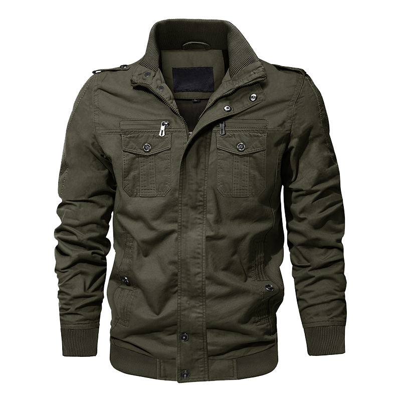 Herren  Canvas-Utility-Blouson mit hochgeschlossenem Stehkragen, Pattentaschen und elastischem Saum EB