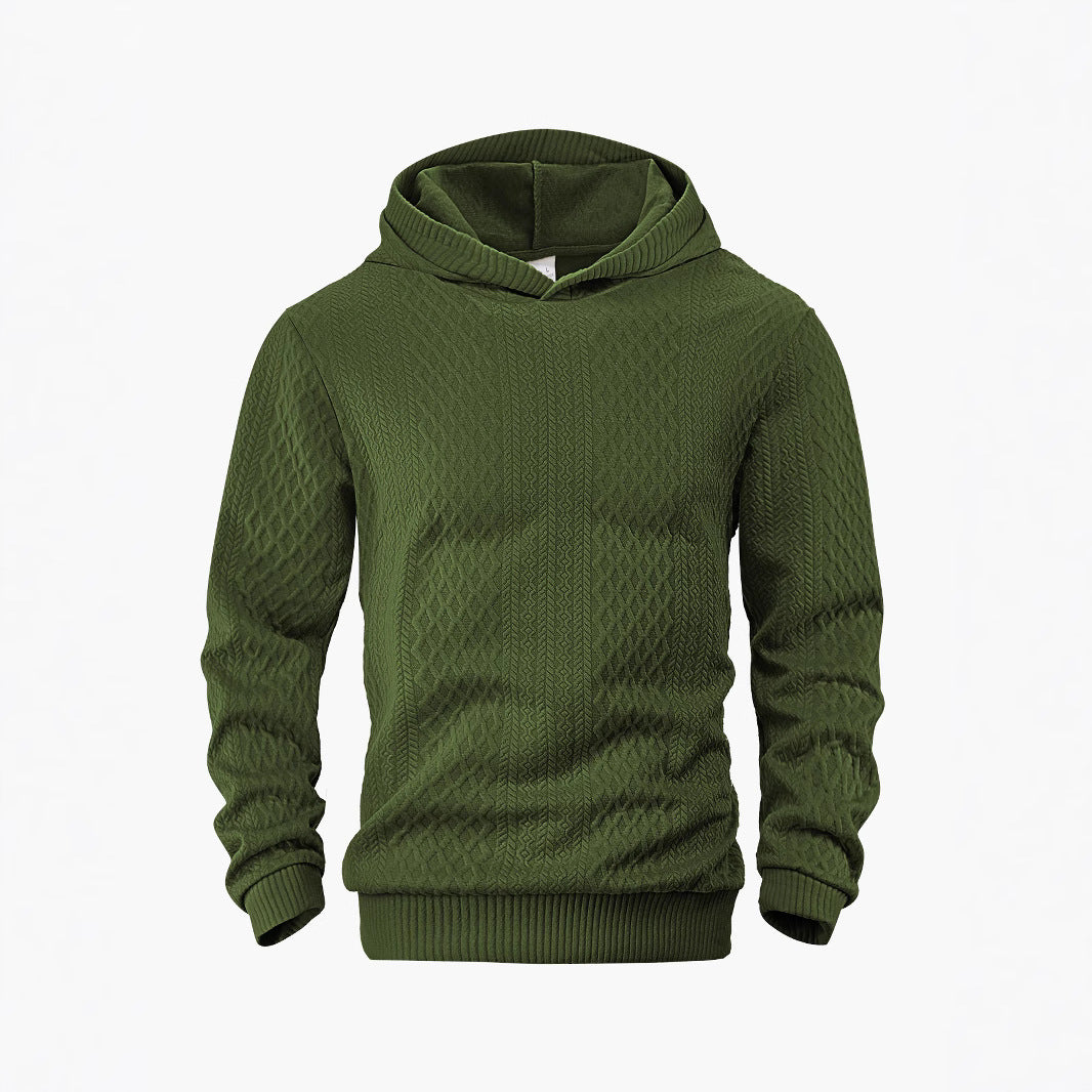 Herren nan strukturierter Schlauchkragen-Pullover mit Kapuze und Waben-Jacquard EB