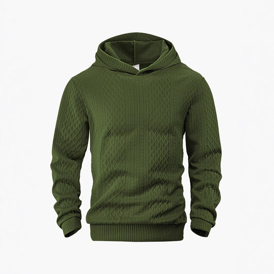 Herren nan strukturierter Schlauchkragen-Pullover mit Kapuze und Waben-Jacquard EB