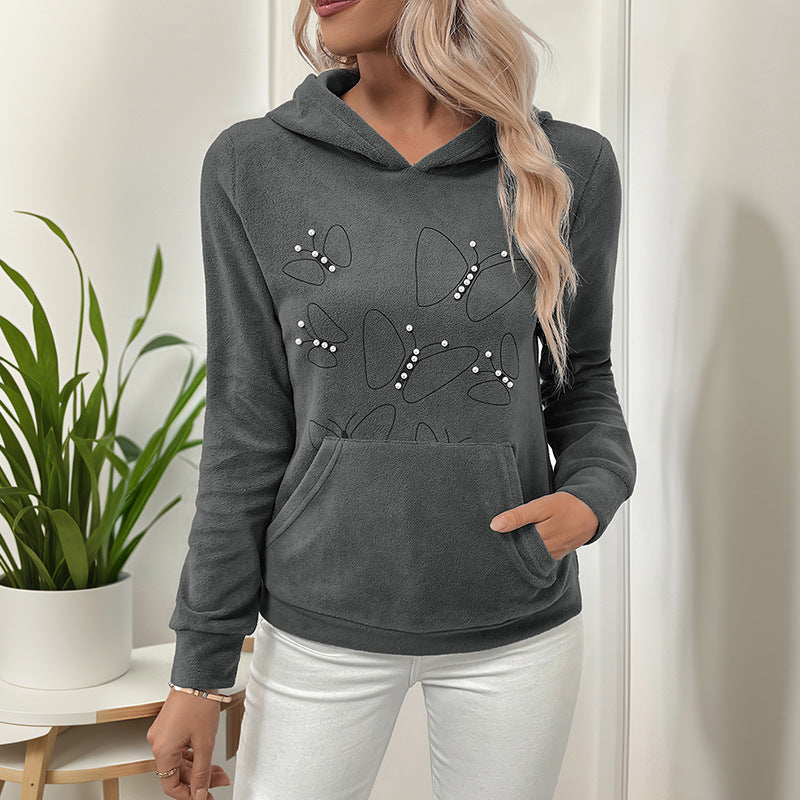 Damen lässiger Kapuzenpullover mit dekorativen Akzenten EB