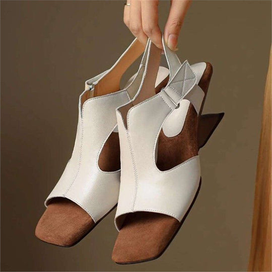 Damen elegante Open Toe Sandalen mit Blockabsatz EB
