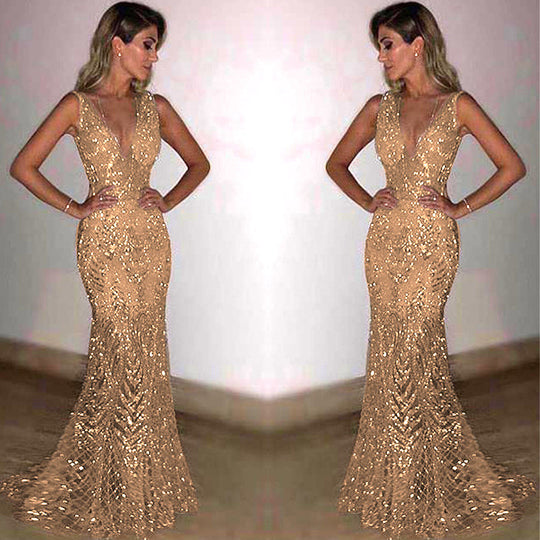 Damen Elegantes Abendkleid mit schimmernden Pailletten und figurbetontem Schnitt EB