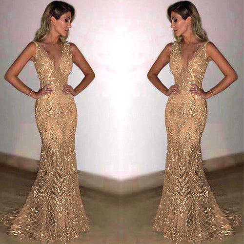 Damen Elegantes Abendkleid mit schimmernden Pailletten und figurbetontem Schnitt EB
