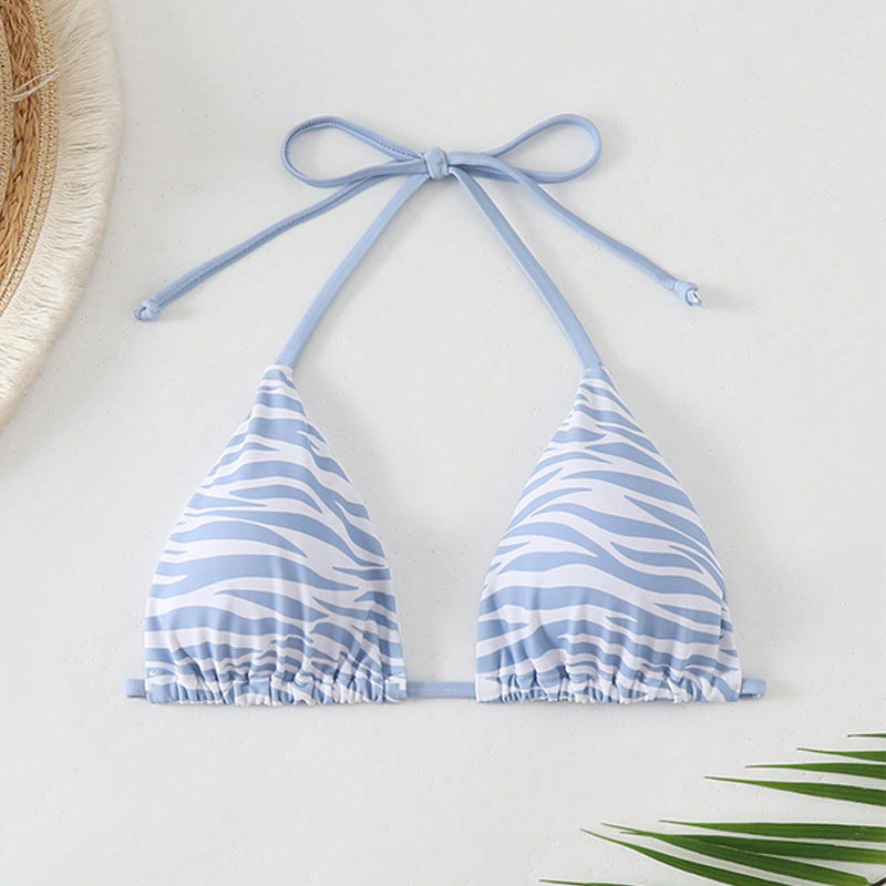 Damen Triangel-Bikinioberteil mit modischem Zebra-Muster EB