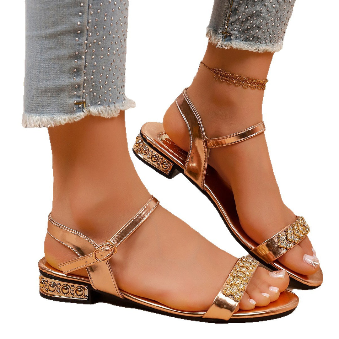 Damen elegante Sandalen mit funkelndem Riemen und transparenter Detailverzierung EB