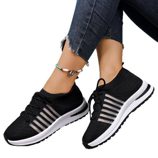 Damen Sportliche Sneaker mit atmungsaktiver Strickoberfläche und rutschfester Sohle EB