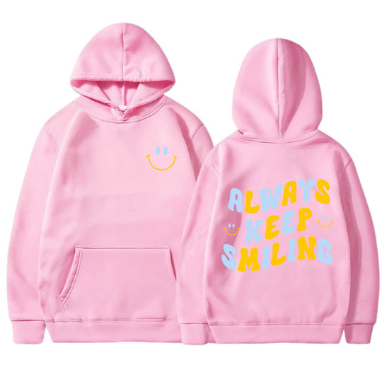 Damen Kapuzenpullover mit fröhlichem Schriftzug und praktischen Kängurutaschen EB