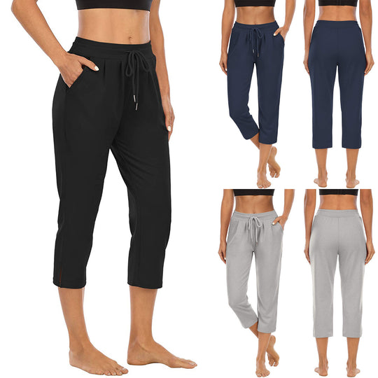 Damen nan komfortable Loungehose mit hohem Bund Tunnelzug Seitentaschen und leichtem Stretch EB