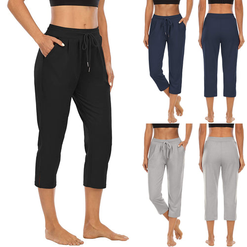 Damen nan komfortable Loungehose mit hohem Bund Tunnelzug Seitentaschen und leichtem Stretch EB
