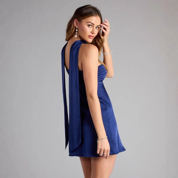 Damen Strapless Minikleid mit gerafftem Oberteil EB