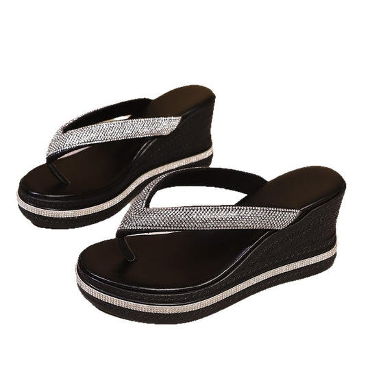 Damen Glamouröse Zehentrenner-Sandalen mit verziertem Plateau EB