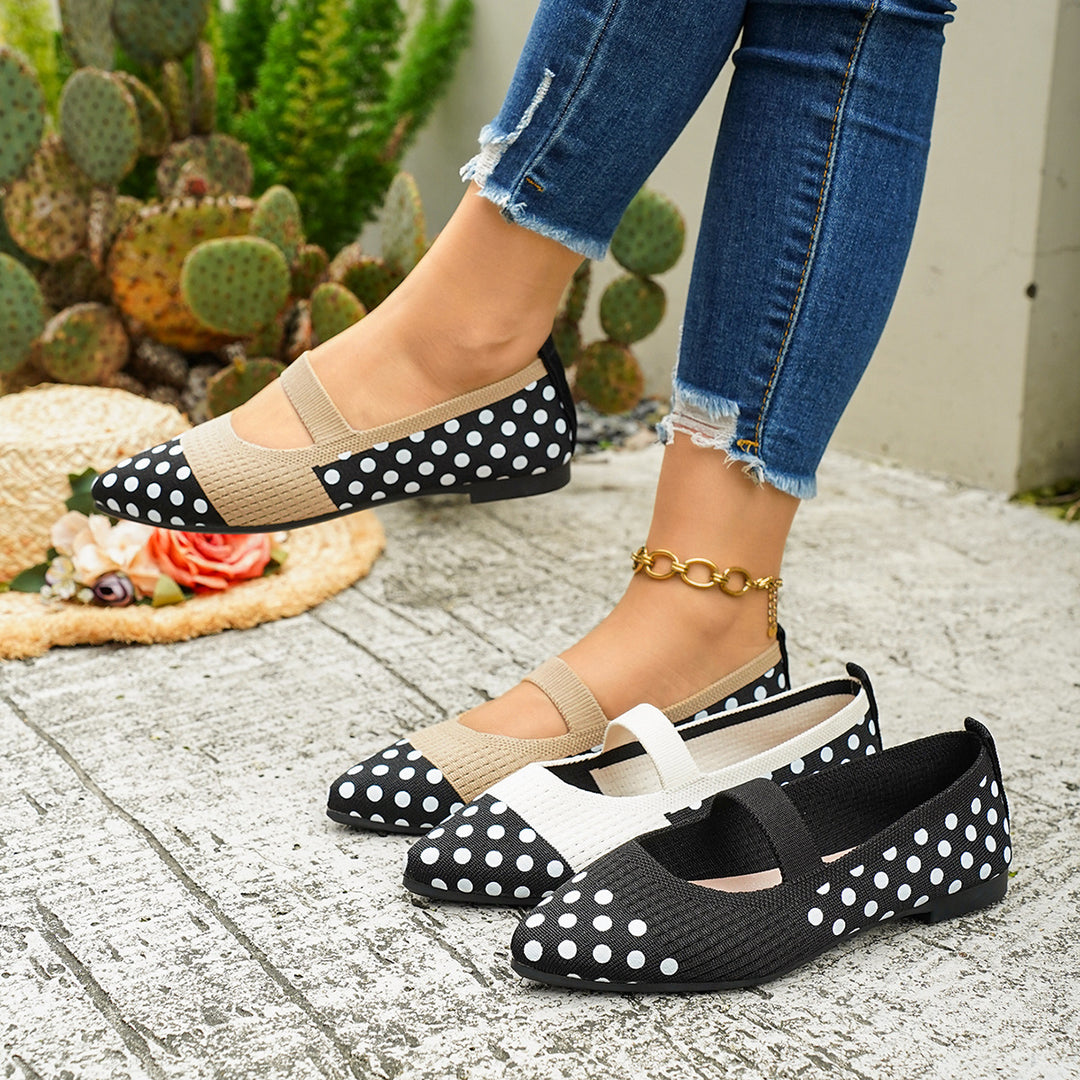 Damen Ballerinas mit punktiertem Design und elastischem Fesselriemen EB