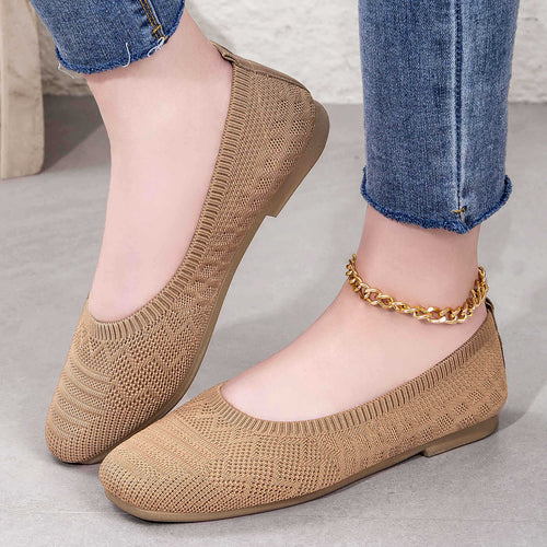 Damen elegante Ballerinas aus atmungsaktivem Strickmaterial EB