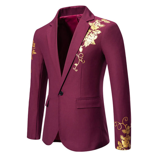 Herren eleganter Blazer mit floralem Gold-Design EB