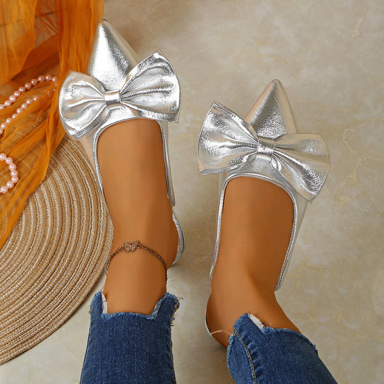 Damen elegante Slingback-Pantoletten mit glamourösem Schleifenakzent EB