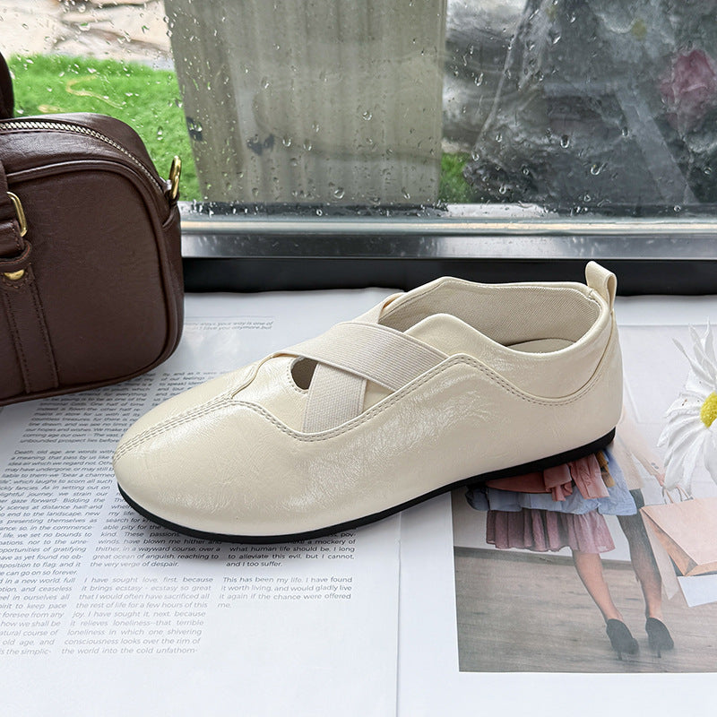 Damen elegante und bequeme Ballerinas mit raffinierter Gummizug-Ästhetik EB