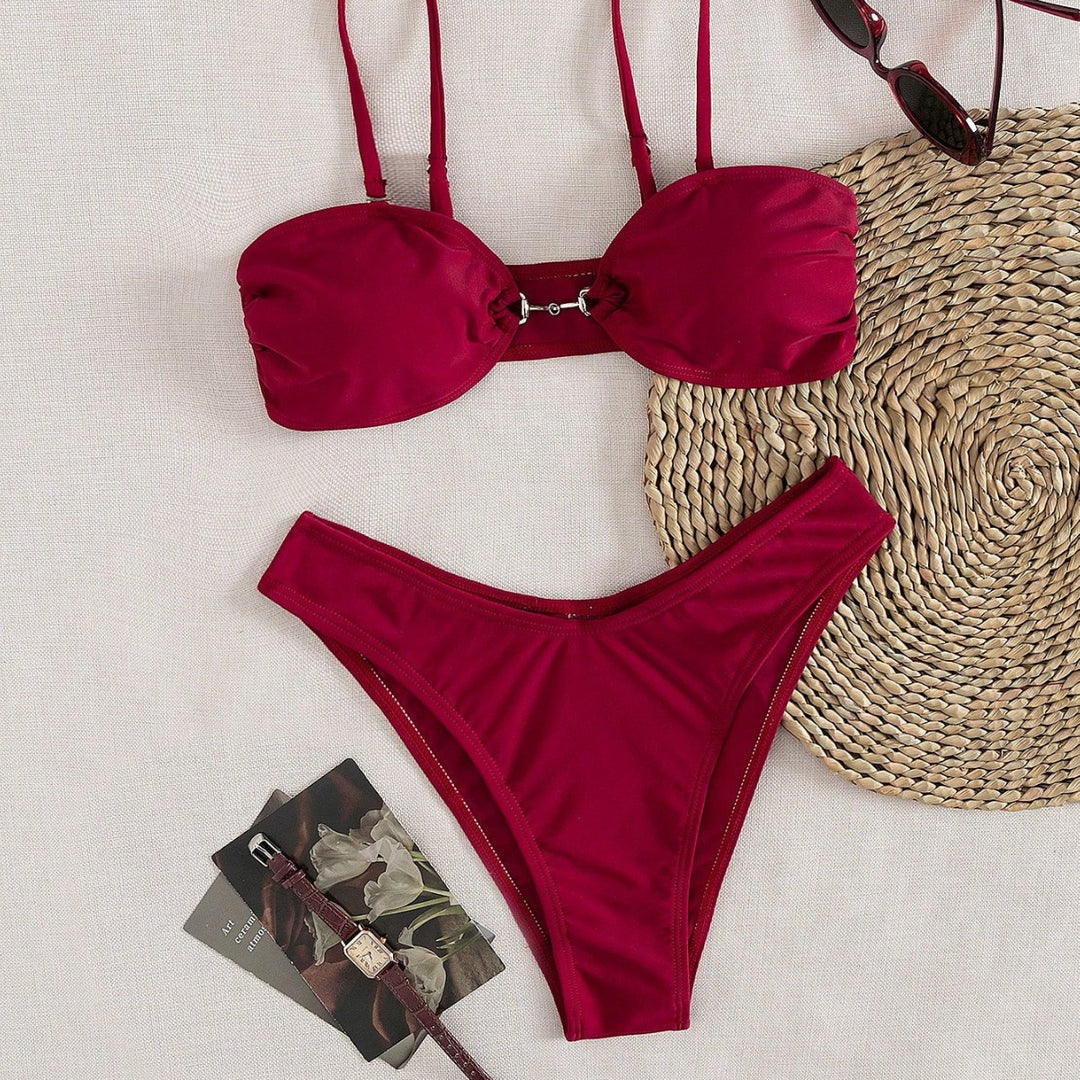 Damen Bandeau-Bikini mit modischem Schnitt und verstellbaren Trägern EB