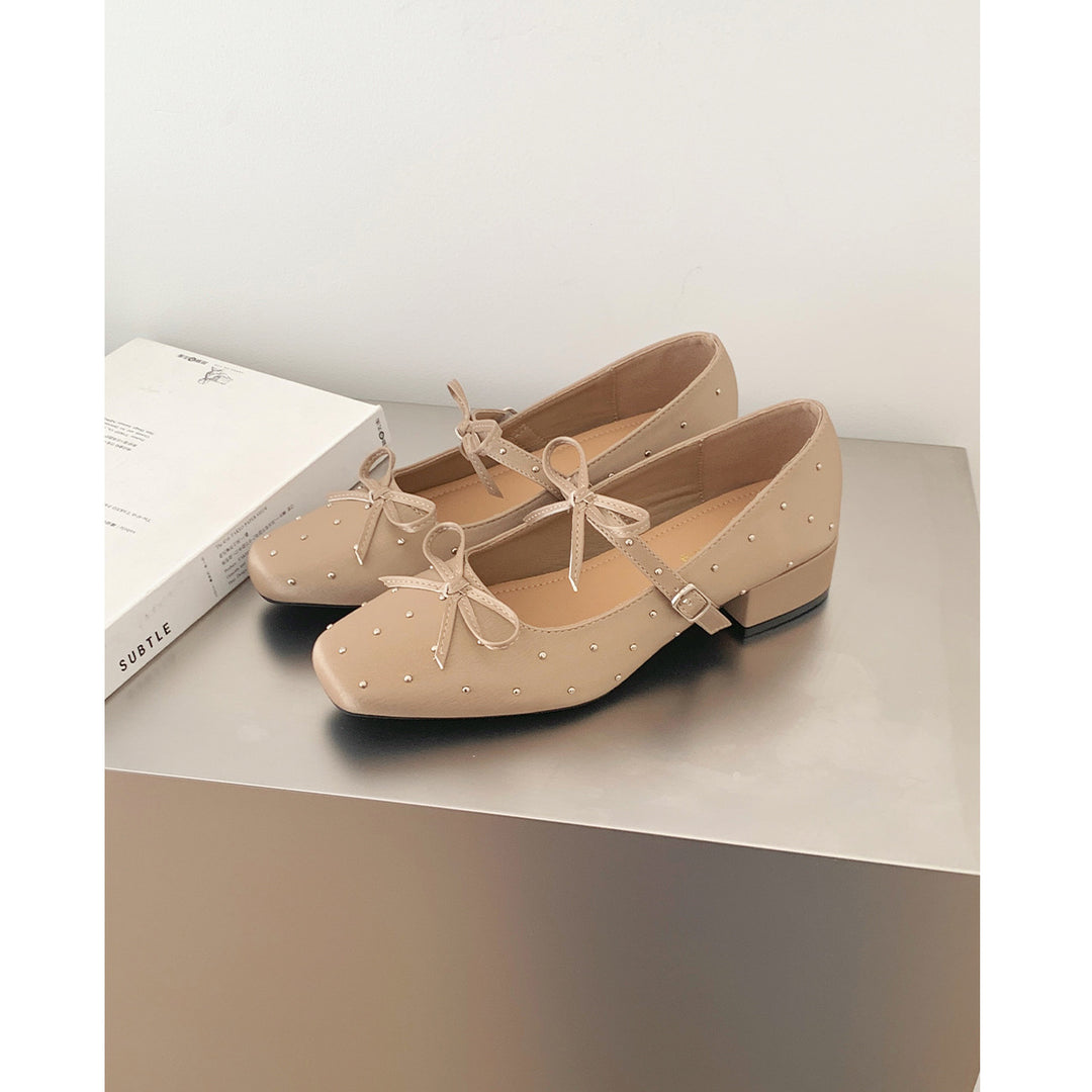 Damen Ballerinas mit dekorativen Schleifen und Strass-Applikationen EB