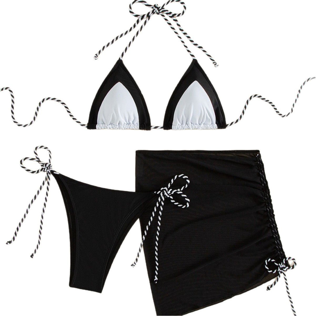 Damen Triangel-Bikini mit asymmetrischem Design und verstellbaren Bändern EB