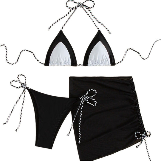 Damen Triangel-Bikini mit asymmetrischem Design und verstellbaren Bändern EB
