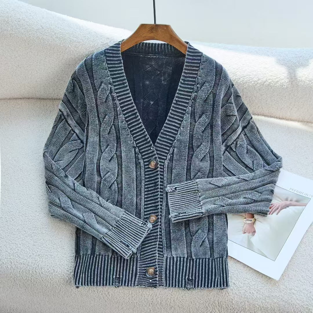 Damen offene Strickjacke mit Zopfmuster und zeitlosem Design EB