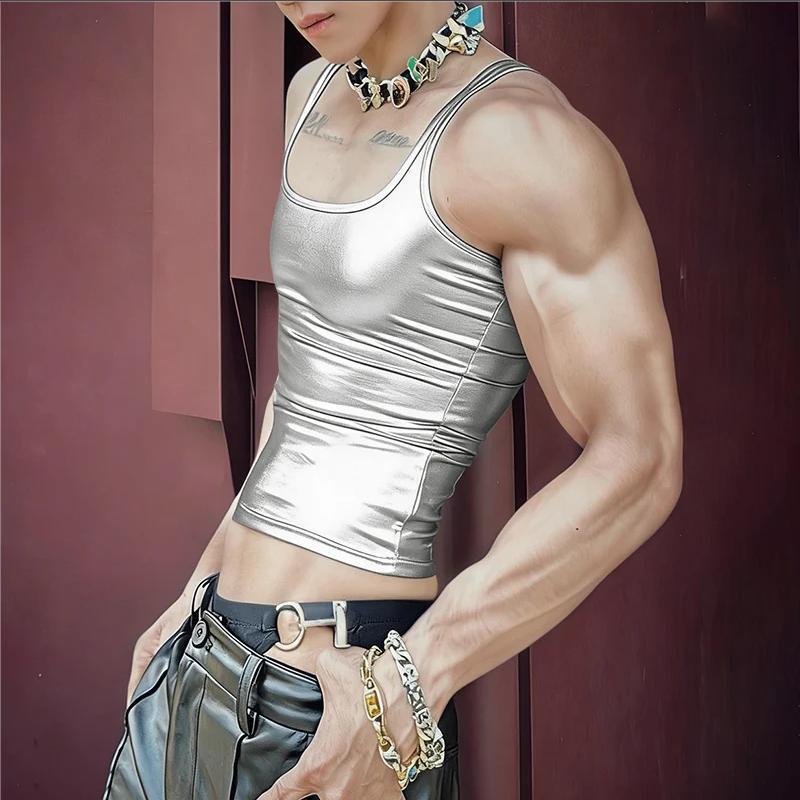 Damen nan tailliertes Glanz-Tanktop mit Racerback und feiner Nahtverarbeitung EB