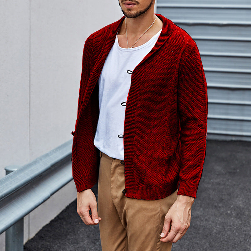 Herren lässiger Strickcardigan mit raffinierter Struktur und offenem Schnitt EB