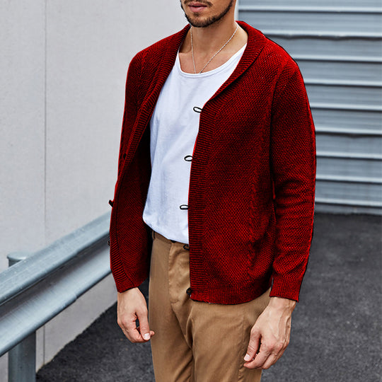 Herren lässiger Strickcardigan mit raffinierter Struktur und offenem Schnitt EB