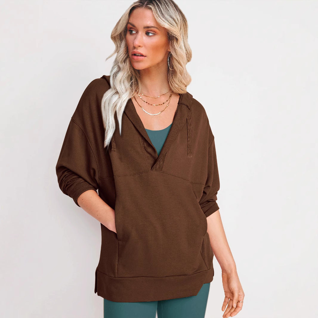 Damen Lässiger Kapuzenpullover mit asymmetrischem Schnitt und praktischen Taschen EB