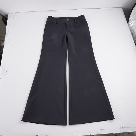 Damen nan hochtaillierte Schlaghose mit weitem Glockenbein und dekorativer Knopfleiste EB