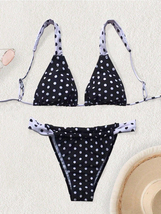 Damen Triangel-Bikini mit verspieltem Mustermix EB