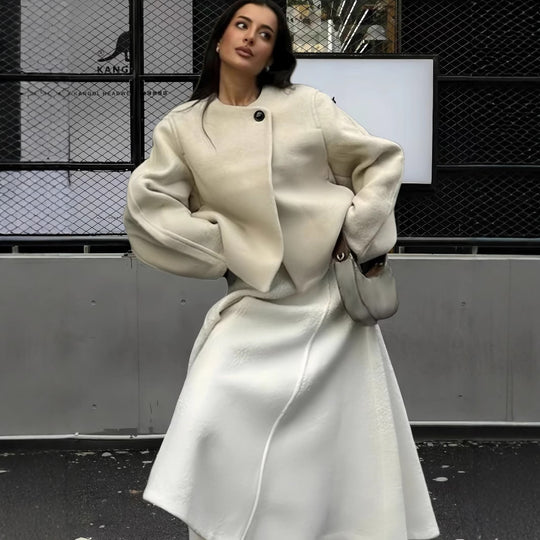 Damen Modische Oversized-Jacke mit strukturiertem Design EB