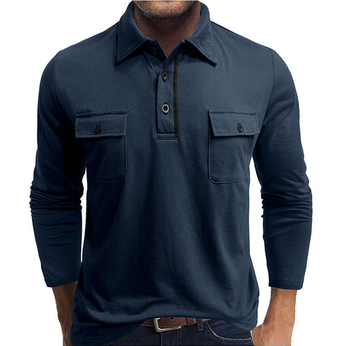 EB | Poloshirts Baumwollmischung Reguläre Passform Lange Ärmel Klappentaschen