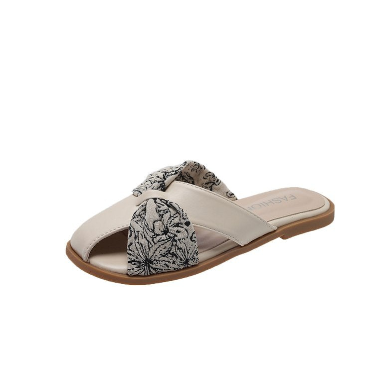 Damen Komfort-Pantoletten mit dekorativem Knoten-Design EB