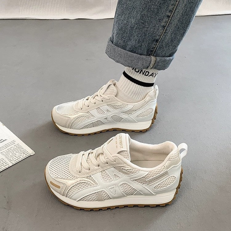 Damen Sportliche Mesh Sneakers mit atmungsaktiver Oberflächenstruktur und rutschfester Sohle EB