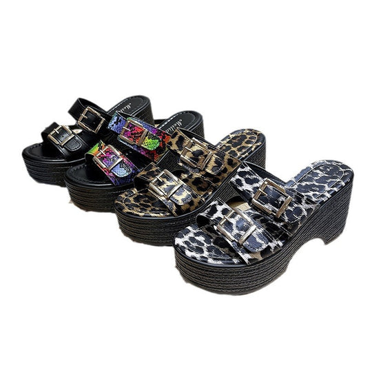 Damen Plateau-Sandalen mit modischem Schnallen-Design EB