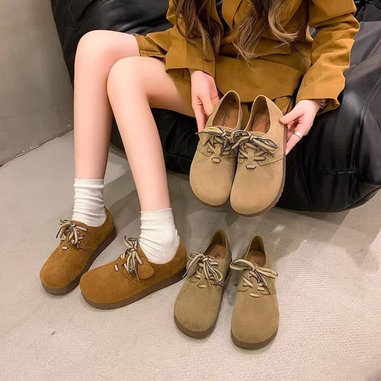 Damen Komfortable Veloursleder-Sneaker mit modischem Schnürdesign EB