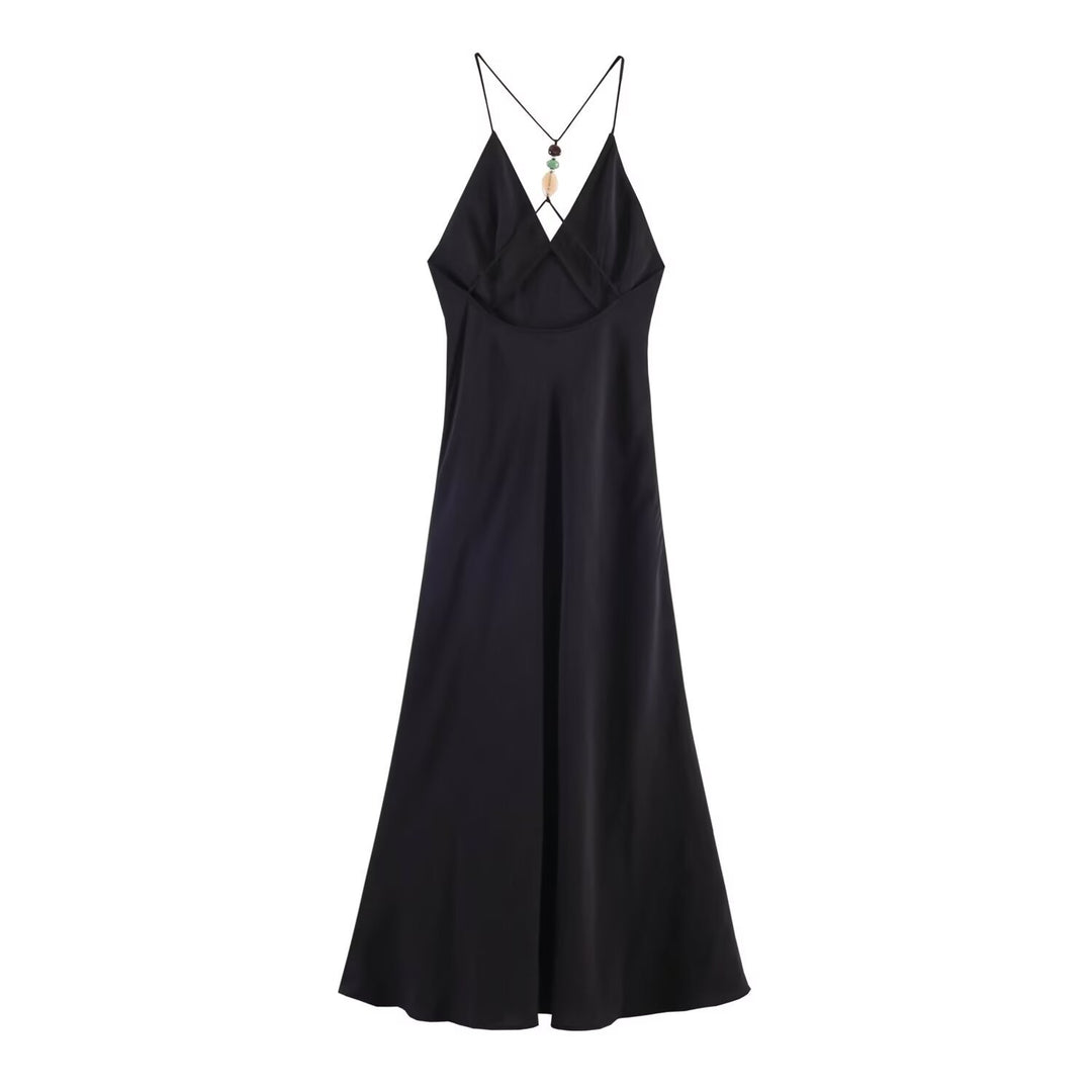 Damen Maxikleid mit verstellbaren Trägern und elegantem Rückenausschnitt EB