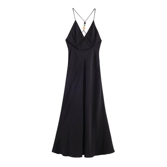 Damen Maxikleid mit verstellbaren Trägern und elegantem Rückenausschnitt EB