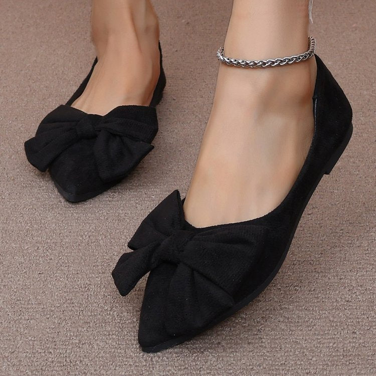 Damen Ballerinas mit dekorativem Schleifen-Design und spitzem Zehenbereich EB